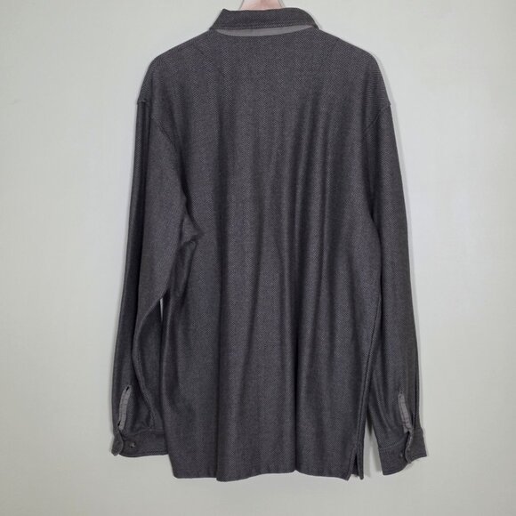 Vtg L.L. Bean Polo Shirt Men XL Tall Beige Herringbone LS Buttons Collar Cottage - Picture 4 of 16